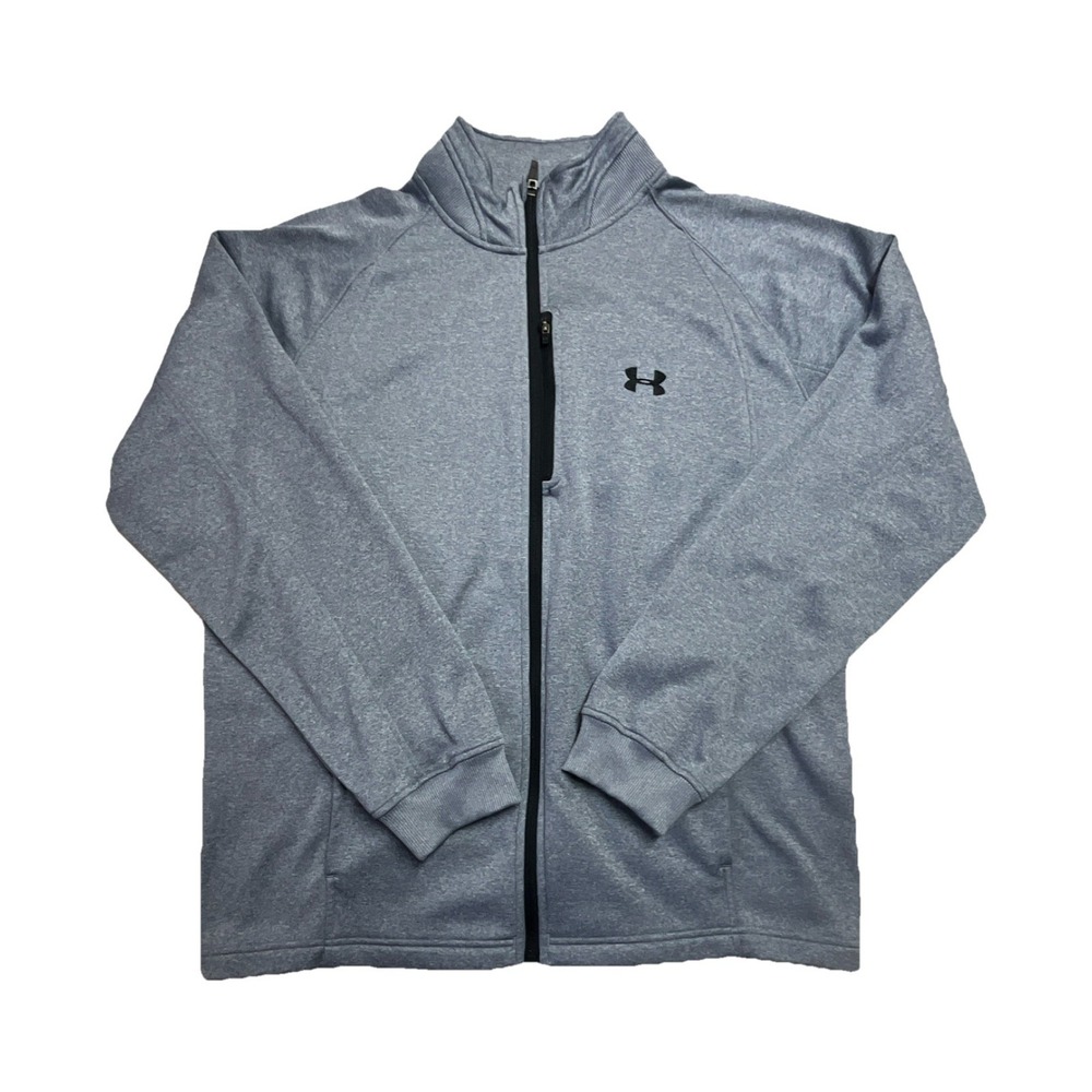 Under Armour Gray Full Zip Men's Activewear Jacket Pockets Stand-Up Collar XL